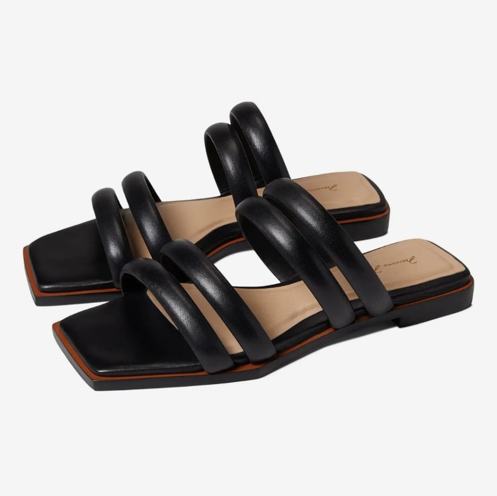 Black square toe sandals